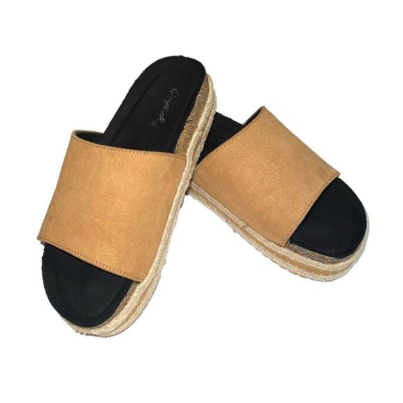 Qupid Espadrilles Everyday Black Tan Sandals Women’s Size 6 - Picture 3 of 10